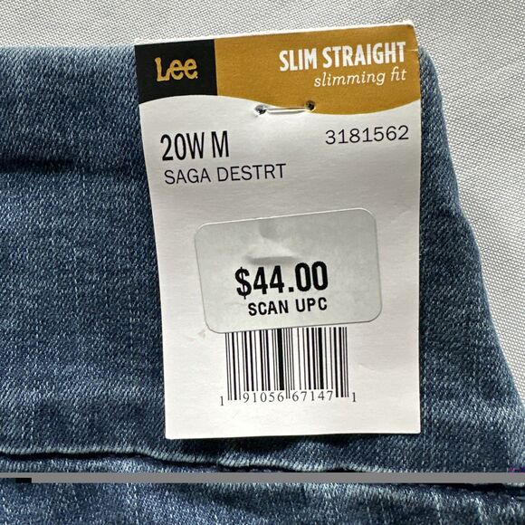 LEE Slimming Fit Slim Straight Pull On Jeans Womens 20W Dark Wash Denim NWT - Picture 10 of 16